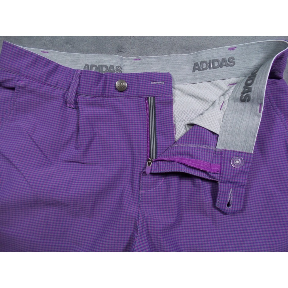 Adidas Golf Shorts Mens Size 32 Purple Ultimate 365 Gingham Plaid Stretch - Picture 3 of 14